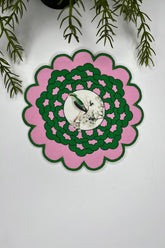 Flower-Shaped Cup-Compatible Bird Design Embroidered Edge Cocktail Napkin, 1 Piece